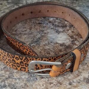 Leopard Print Belt  Silver Buckle